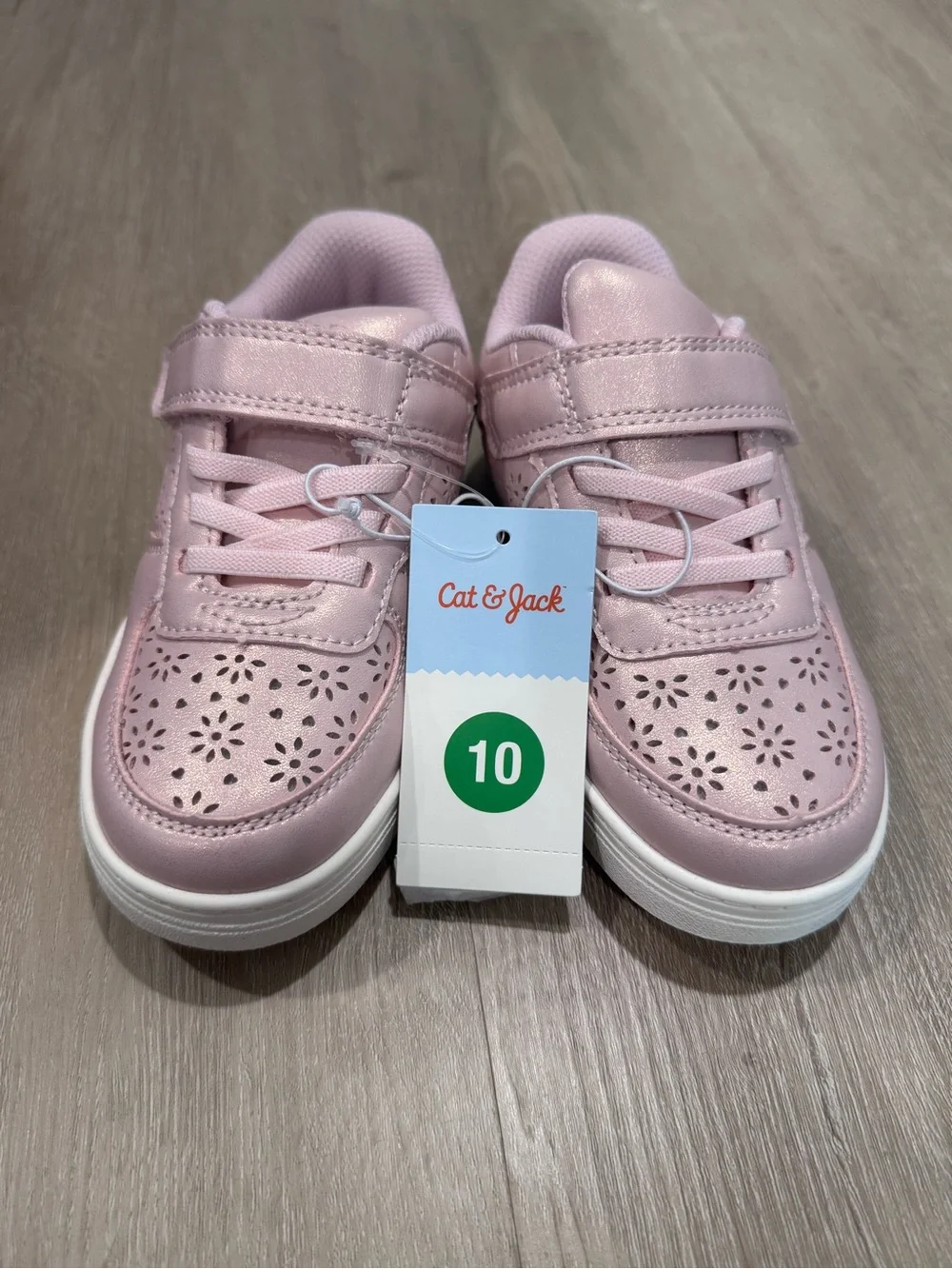 Cat & Jack Pink Girls' Floral Cutout Velcro Sneakers